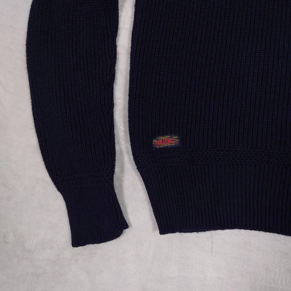 Polo Ralph Lauren Shawl Collar Fisherman Sweater Mens S Navy Blue Knit Cotton RL